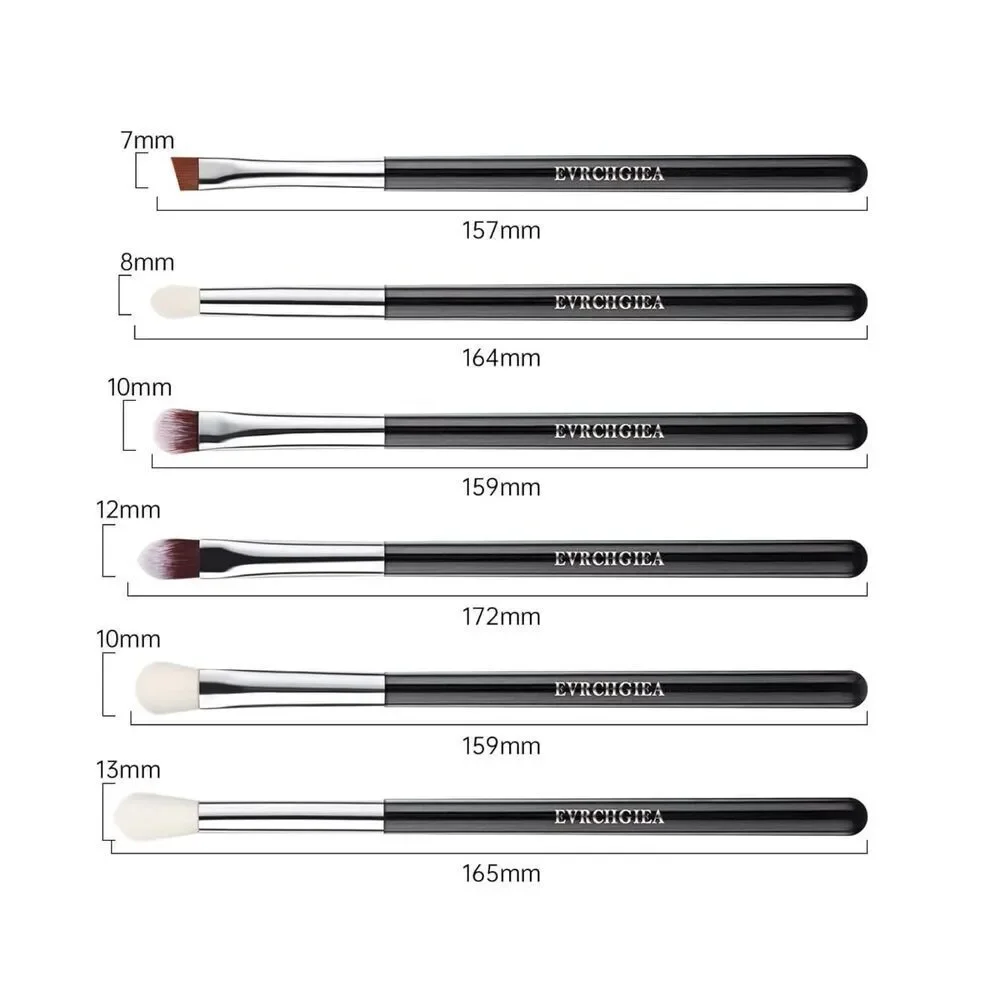 6 Pcs silver Professional Blending Soft Hairs Eye Makeup Brush Set & Wood Handle